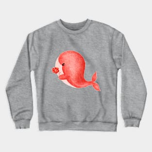 Cotton Candy Baby Whale Illustration Crewneck Sweatshirt